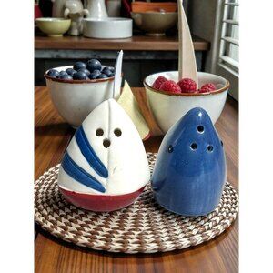 Shark & Sailboat Ceramic Salt & Pepper Shakers Set